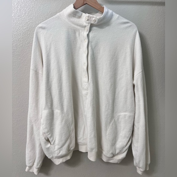 Out From Under Urban Outfitters Jacintha Reverse Henley Sweatshirt Top Medium - Picture 5 of 9